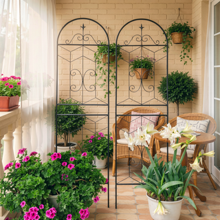 Sunvega 4 Pack 86.7" x 19.7" Metal Trellis for Climbing Plants Outdoor Rustproof