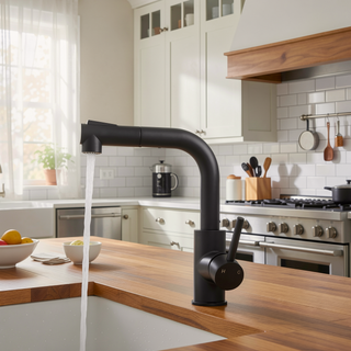 Sunvega Single Handle Kitchen Sink Faucet with Pull Out Sprayer and Deck Plate