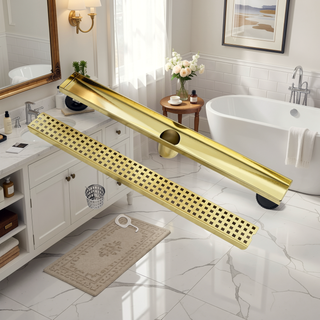 Sunvega 28 Inches Linear Shower Drain with Hair Strainer and Leveling Feet
