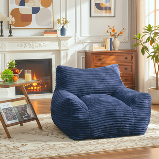 Sunvega Oversized Comfy Beige Bean Bag Chair with Supportive Armrests for Living Room