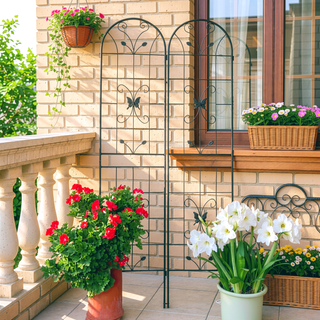 Sunvega Rustproof Metal Garden Trellis for Climbing Plants Outdoor Flower Support