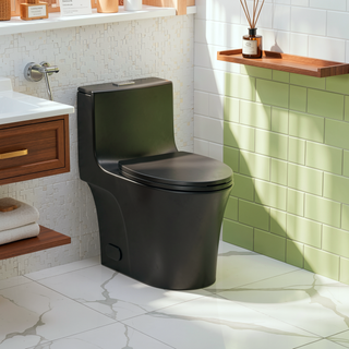 Sunvega Light Grey Elongated One-Piece Toilet with Dual Flush and Soft Closing Seat