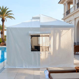 Sunvega Universal Winter Gazebo Cover with Sidewalls and Mesh Windows Waterproof