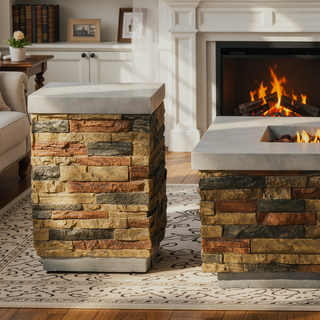 Sunvega Artificial Stone Textured Propane Tank Holder with Side Table