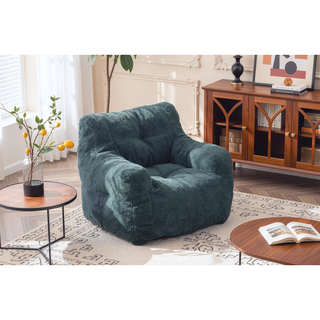 Sunvega Soft Teddy Velvet Fabric Tufted Bean Bag Chair with Ergonomic Backrest
