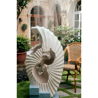 Sunvega Black and White Water Fountain with Vase Design Light and Pump