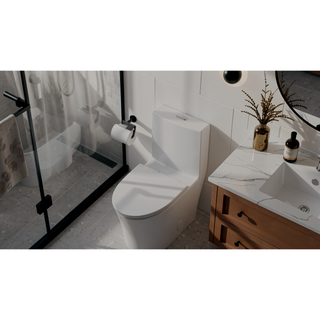 Sunvega Modern Matte Black Elongated One Piece Toilet with Dual Flush System
