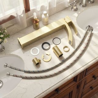 Sunvega Brushed Nickel Single Hole Waterfall Bathroom Sink Faucet with Single Handle
