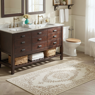 Sunvega Plush Cotton Tufted Bath Rug with Non-Skid Backing and Hotel Design
