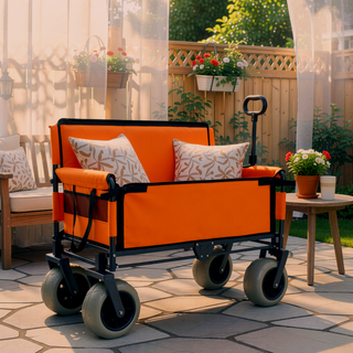 Sunvega 3-in-1 Heavy-Duty Folding Wagon Cart with Bench Seat and Storage