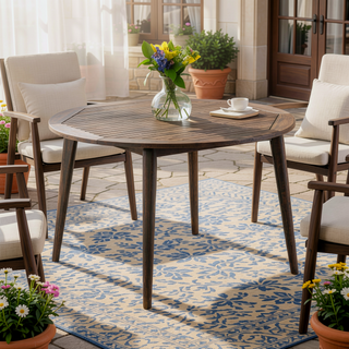 Sunvega Acacia Wood Gray Dining Table with Water Resistant Finish for Patio