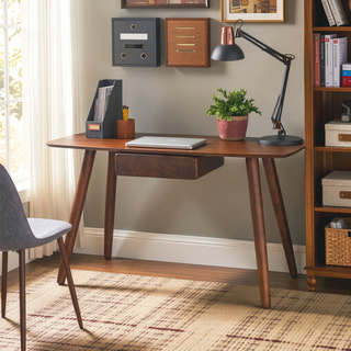 Sunvega Modern Rubberwood Desk with Drawer for Home Office Workstation 57 Inch