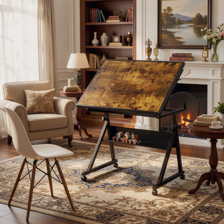 Sunvega Adjustable Height and Angle Puzzle Table with 4 Felt Storage Trays and Wooden Cover