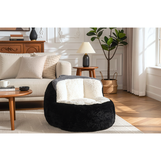 Sunvega Oversized Multicolor Faux Fur Bean Bag Chair with Shredded Sponge Filling