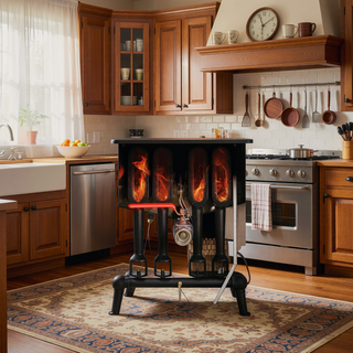 Sunvega Commercial 4-Burner Propane Deep Fryer with 120,000 BTU and Adjustable Thermostat