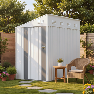 Sunvega 4x7 Foot Lean-To Shed in Olive Grey with Galvanized Steel and Lockable Double Door