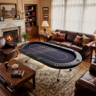 Sunvega Foldable Rolling 10-Player Poker Table with Cup Holders for Home Games