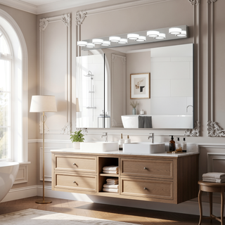 Sunvega Modern 7-Light LED Vanity Fixture with Acrylic Shades and Chrome Finish
