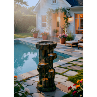 Sunvega Decorative Brown Water Fountain with Otter Design Light and Pump