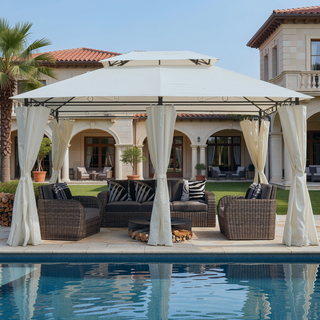 Sunvega 13x10 Outdoor Gazebo with Double Roof Mosquito Net for Patio Garden