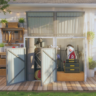 Sunvega Outdoor Garbage Bin Shed with Galvanized Steel for Garden Yard Storage
