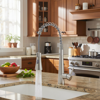 Sunvega Brushed Nickel Single Handle Kitchen Faucet with Pull Out Sprayer