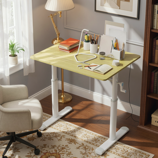 Sunvega Height Adjustable Hand Crank Sit Stand Home Office Desk for Study Room