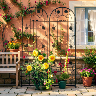 Sunvega Rustproof Metal Garden Trellis for Climbing Plants Outdoor Flower Support 4 Pack