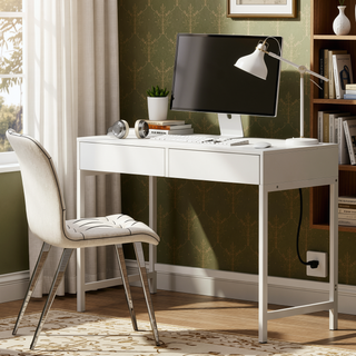 Sunvega 40-inch Modern Charging Station Desk with 2 Outlets & 2 USB Ports