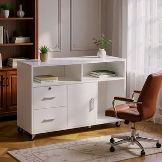 Sunvega Mobile Office Printer Stand with Locking Drawer and Storage Cabinet on Wheels