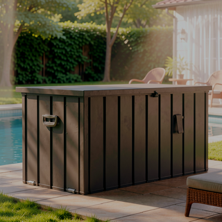 Sunvega 120 Gallon All-Weather Waterproof Lockable Outdoor Metal Storage Box with Wheels