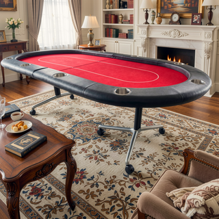 Sunvega Foldable Rolling 10-Player Casino Style Poker Table with Cup Holders