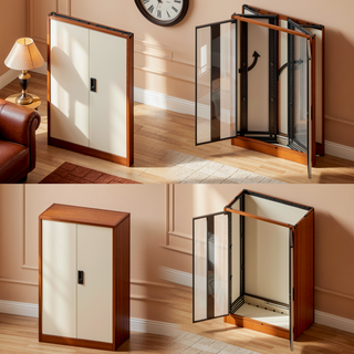 Sunvega Folding Metal Storage Cabinet with Locking Doors and Adjustable Shelf for Home Office