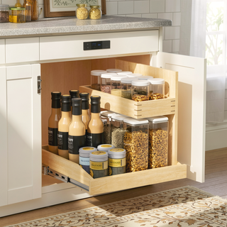 Sunvega 2 Tier Pull Out Cabinet Organizer with Soft Close and U Bracket