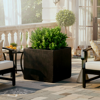Sunvega Square Cast Stone Planter Box for Outdoor Patio and Backyard