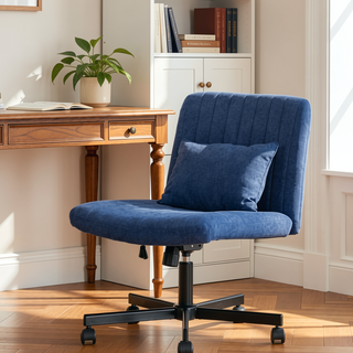 Sunvega Adjustable Ergonomic Armless Office Chair with Plush Linen Upholstery