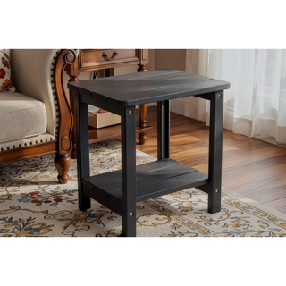 Sunvega All Weather-resistant Black Rocking Chair Set with Wood-Texture and Side Table