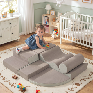 Sunvega Soft Climb and Crawl Foam Playset 6 in 1 with Stairs and Mats