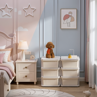 Sunvega 3 Tier Kids Storage Unit with 6 Large Removable Drawer Bins for Bedroom