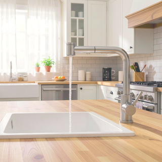 Sunvega Single Handle Kitchen Sink Faucet with Pull Out Sprayer and Deck Plate