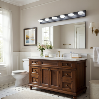 Sunvega Modern 7-Light LED Vanity Fixture with Acrylic Shades and Chrome Finish