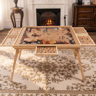 Sunvega 27 Inch Tall Wood Puzzle Table with Legs and 5 Drawers for Adults