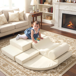 Sunvega Soft Climb and Crawl Foam Playset 6 in 1 with Stairs and Mats
