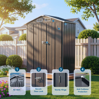 Sunvega 5X3 FT Metal Outdoor Storage Shed with Lockable Door for Garden and Patio