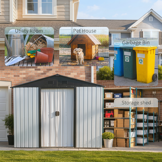 Sunvega 8ft x 4ft Outdoor Metal Storage Shed With Window and Metal Foundation