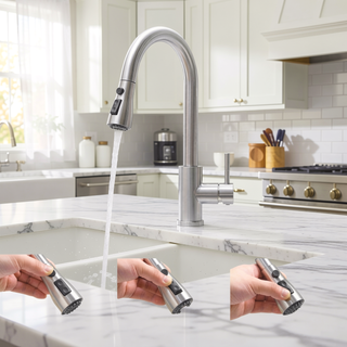 Sunvega Single Handle Kitchen Sink Faucet with Pull Out Sprayer and Deck Plate