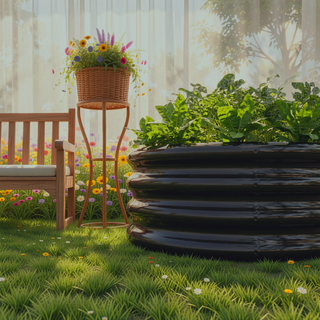 Sunvega 47.24 Inch Round Metal Raised Garden Bed for Vegetables Flowers and Herbs