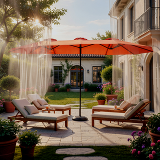 Sunvega 15-Foot Rectangular Outdoor Umbrella with Crank for Patio and Garden