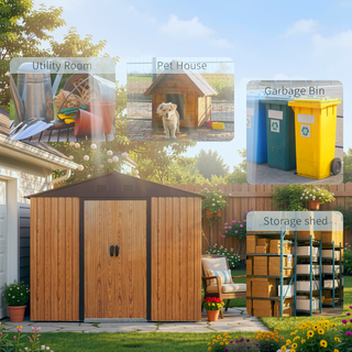 Sunvega 8ft x 4ft Outdoor Metal Storage Shed With Window and Metal Foundation