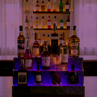 Sunvega 24 Inch Freestanding LED Lighted Liquor Bottle Display Shelf with App Remote Control